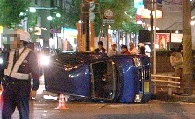 側面衝突を受けたクルマ