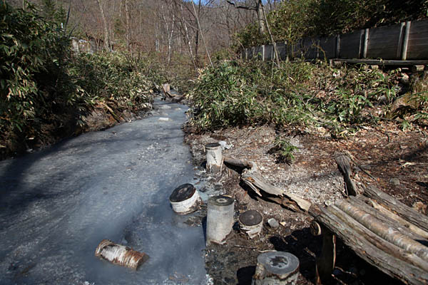 大湯沼川の天然足湯
