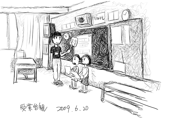 授業参観の様子を描いた絵
