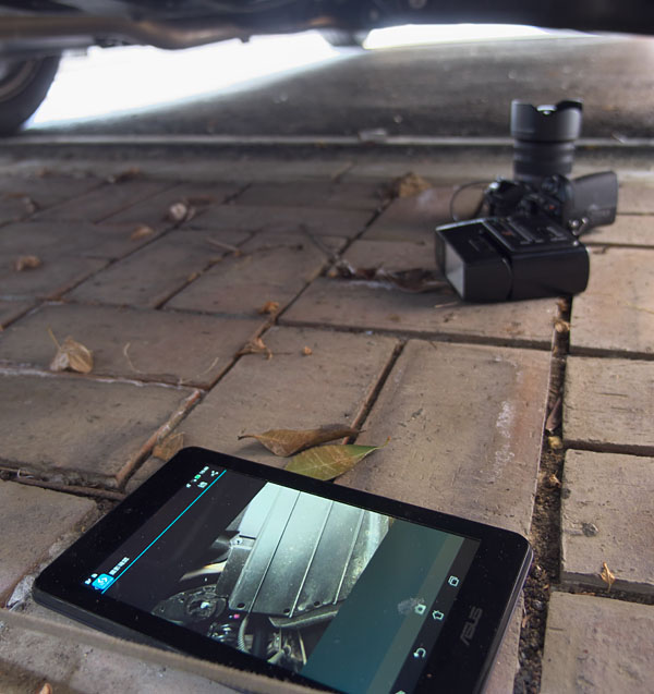 WiFiを利用したタブレット端末からのモニタリング撮影の例