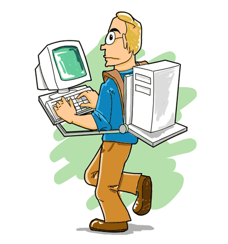 昔のモバイルコンピューティングをイラストで再現